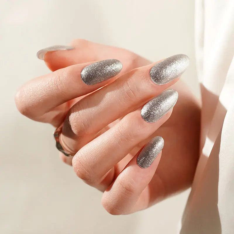 SILVER GLITTER | UÑAS DE GEL
