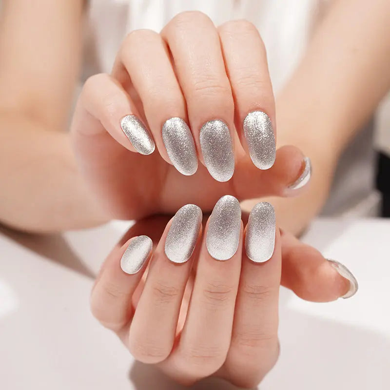 SILVER GLITTER | UÑAS DE GEL