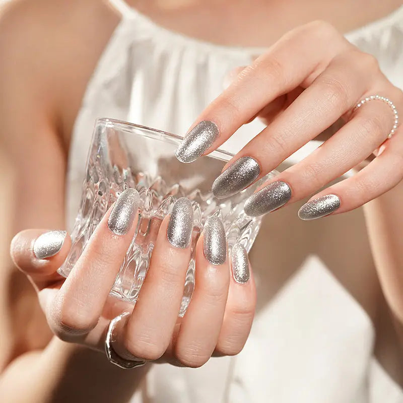 SILVER GLITTER | UÑAS DE GEL