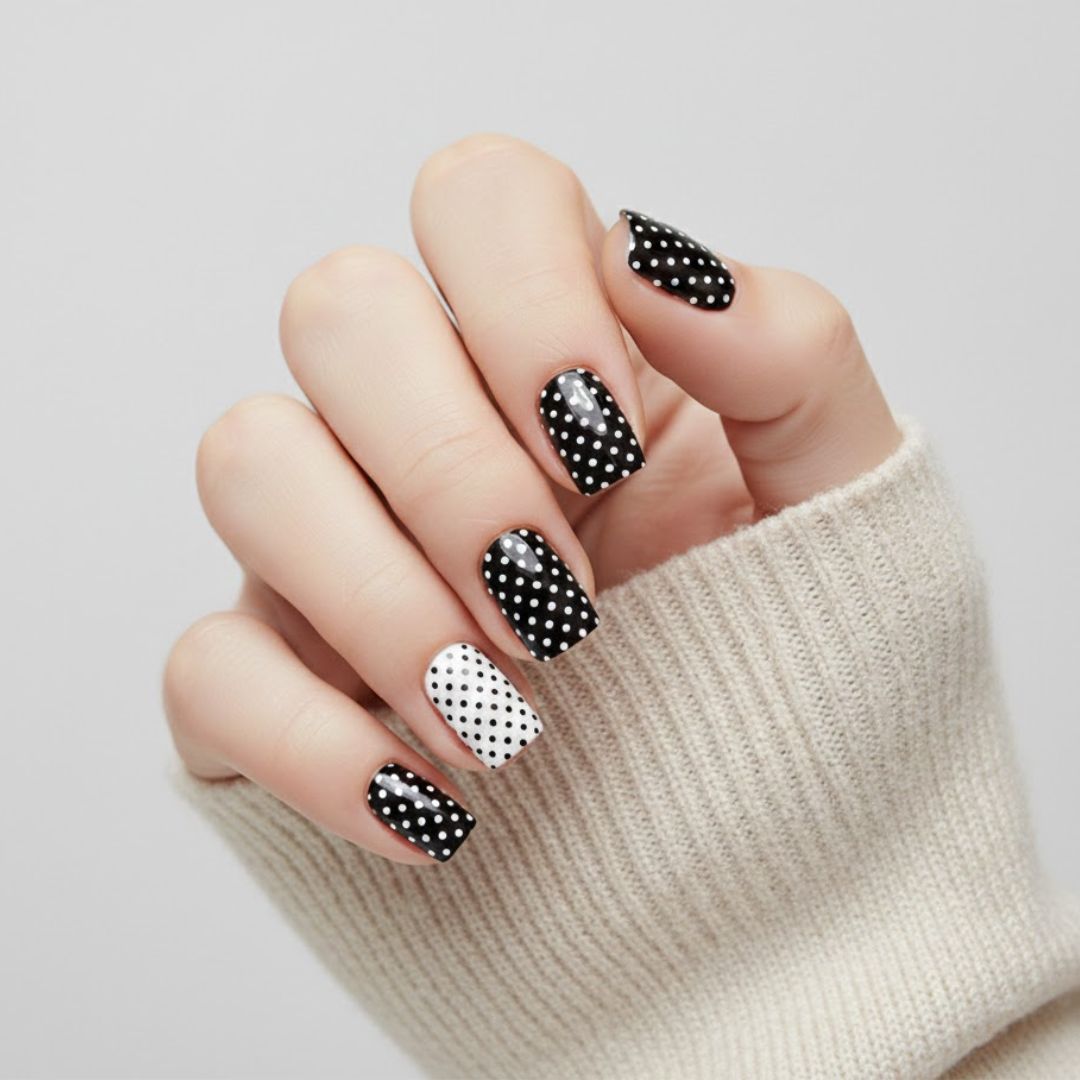 TUXEDO DOTS | UÑAS DE GEL