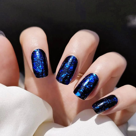 BLUE GLITTER | UÑAS DE GEL