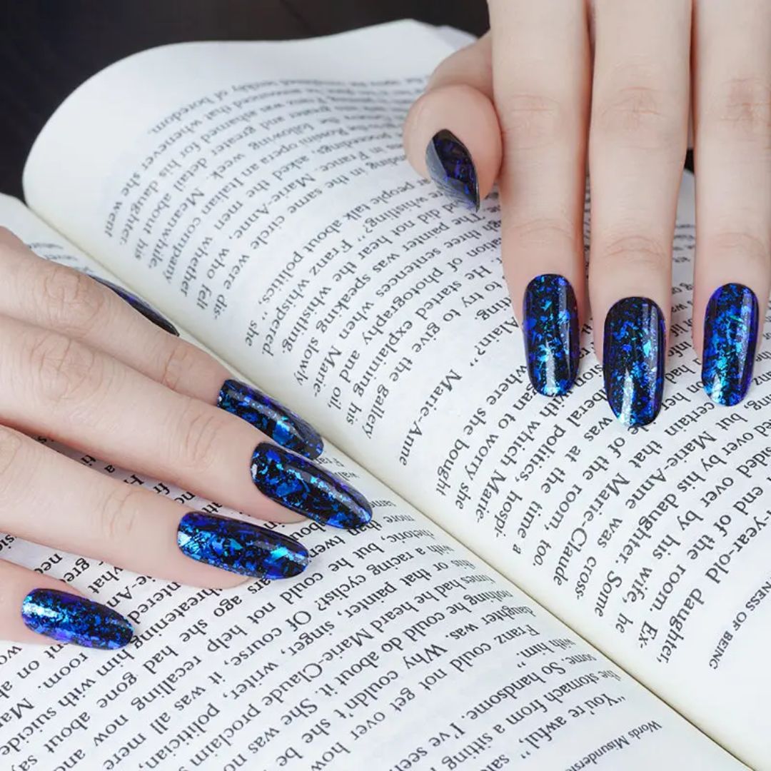 BLUE GLITTER | UÑAS DE GEL