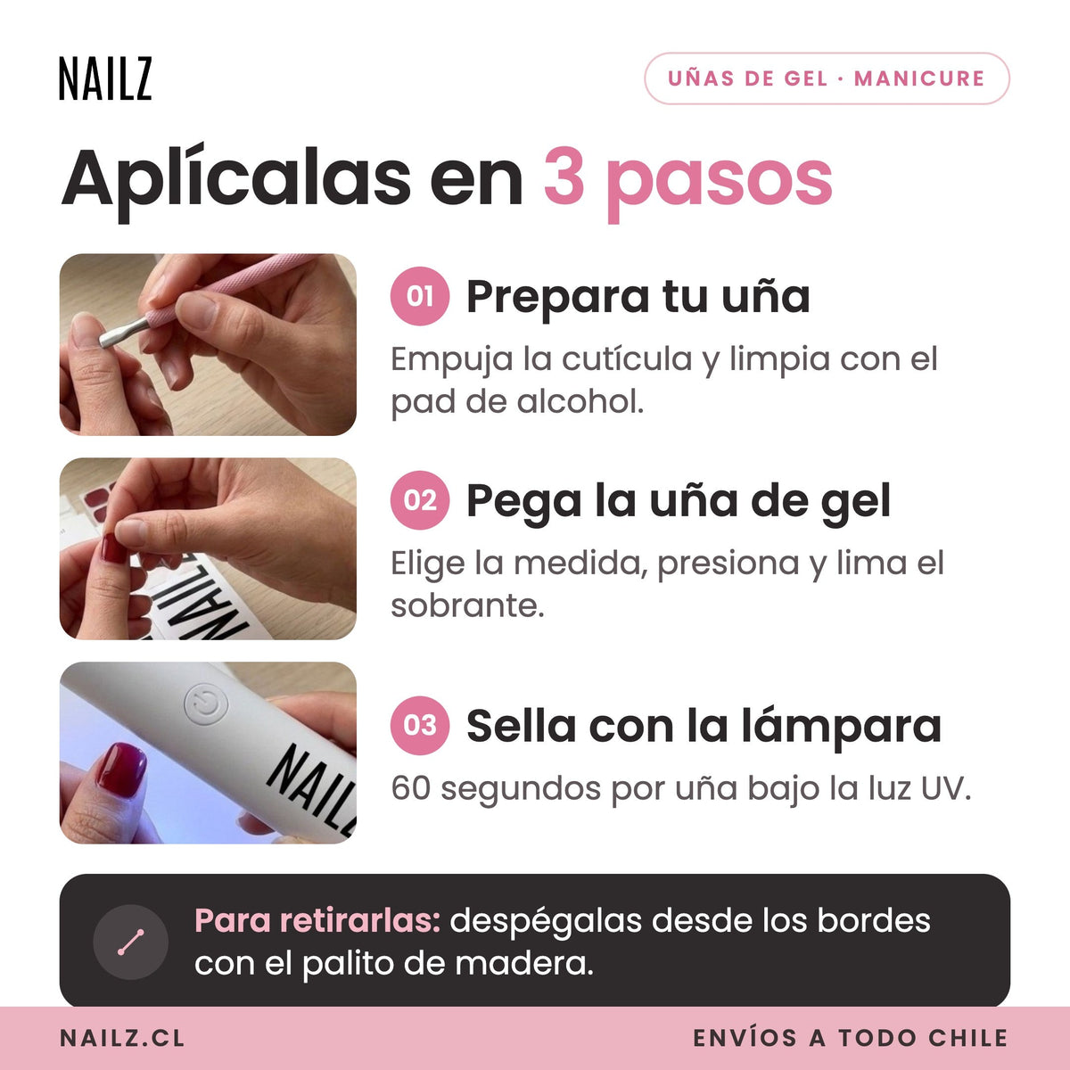 Cómo aplicar tus uñas de gel NAILZ paso a paso